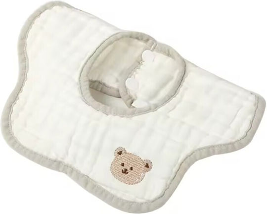 Baby Lätzchen aus 100% Baumwolle mit Verschlussart mit Taste Weiß