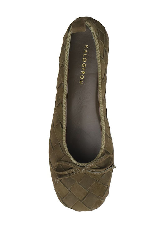 Suede Ballerinas Khaki