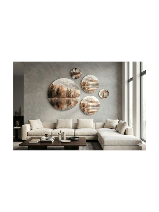 Runde Gemälde Wand Beige Set Boho Schlafzimmer Wohnzimmer