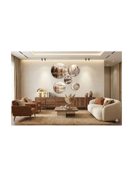 Runde Gemälde Wand Beige Set Boho Schlafzimmer Wohnzimmer
