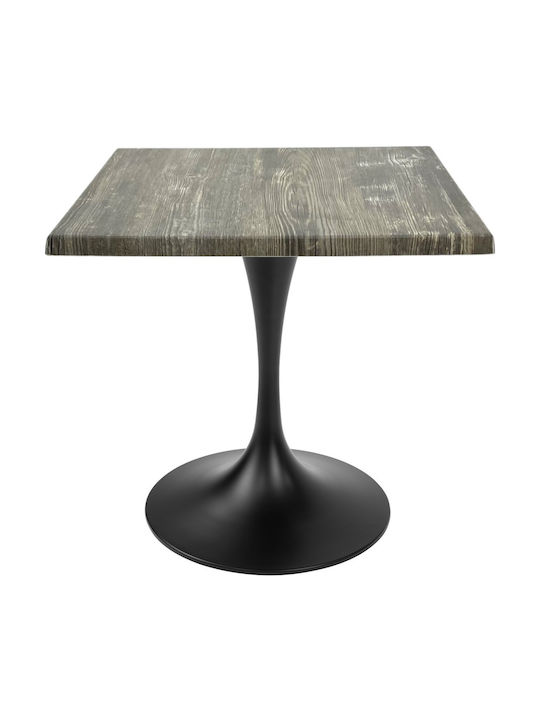 Masă Pătrată Bar Din Lemn Cu Ramă Metalică Pin Negru 70x70x74cm