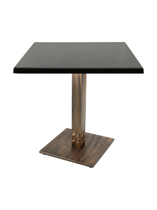 Masă Pătrată Pentru Sala De Mese Din Lemn Cu Ramă Metalică Wenge Vintage Bronz 80x80x74cm