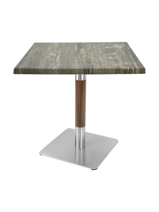Masă Pătrată Pentru Sala De Mese Din Lemn Cu Ramă Metalică Pin 70x70x74cm