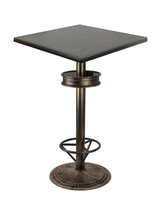 Pătrat Masă Bar Wenge, Vintage Bronze 70x70x112buc