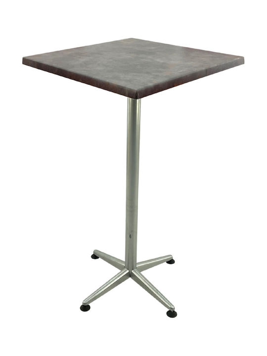 Pătrat Masă Bar Metallic Oxide, Classic Grey 70x70x107buc