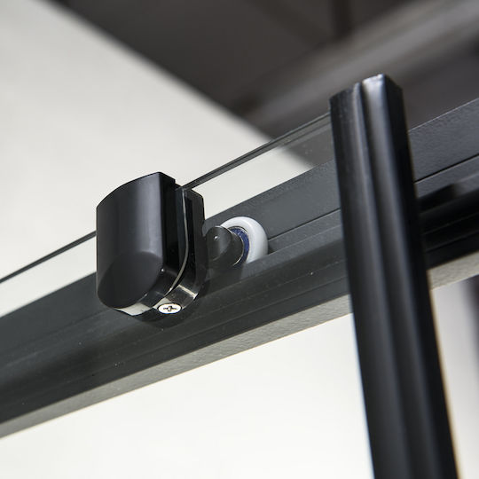 Devon Flow Corner Entry Καμπίνα Ντουζιέρας με Συρόμενη Πόρτα 87x195cm Clear Glass Black Matt