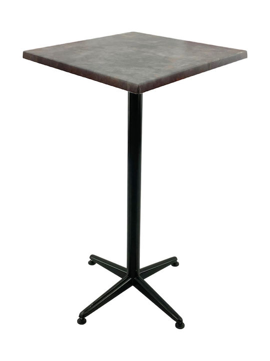 Pătrat Masă Bar Raki Metallic Oxide, Black 70x70x107buc