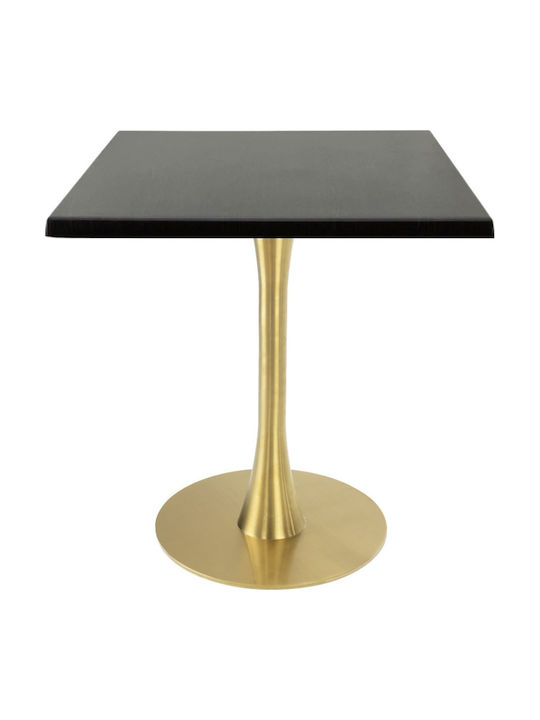 Masa Pătrată Bar Din Lemn Cu Ramă Metalică Wenge, Aur 70x70x74cm