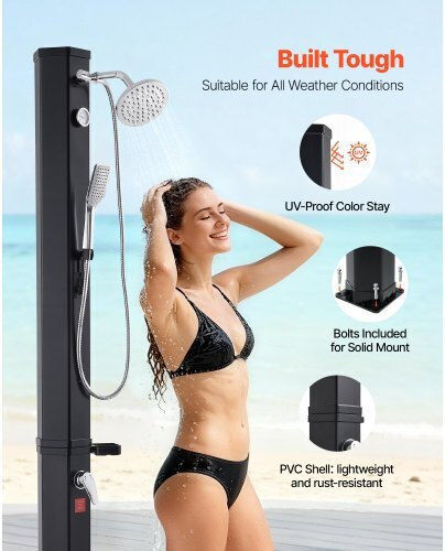 Vevor Duș Piscină Solar cu Înălțime 205 cm Negru