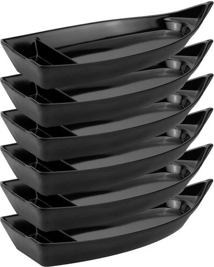 Raki Sushi Plate Boot Shape Handelsbedienbretter Melamin Schwarz
