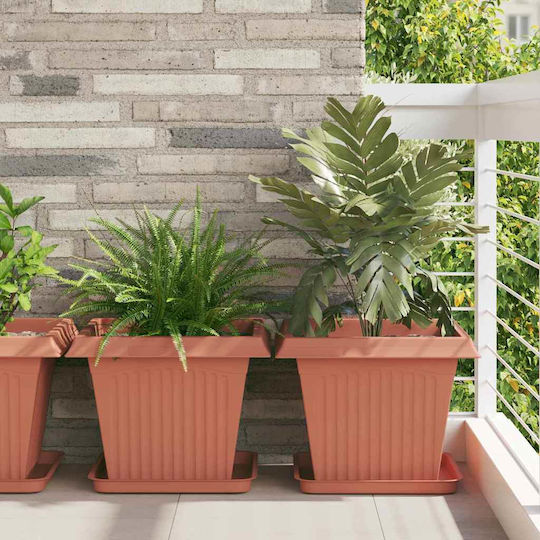 vidaXL Set of 24 Plastic Flower Pots in Terracotta Red vidaXL Set of 24 Plastic Flower Pots in Terracotta Red