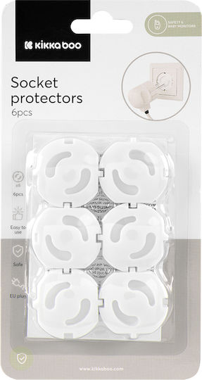 Kikka Boo Socket Protective Cover Simple Placement made of Plastic in White Color 3.6x3.6x1.6εκ. 6pcs