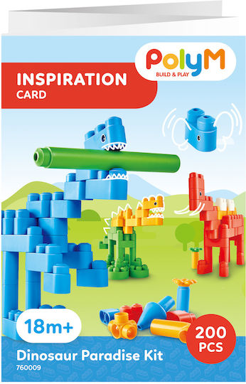 Hape Blocuri PolyM Dinosaur Paradise Kit pentru 1,5-5 ani Ani 200buc