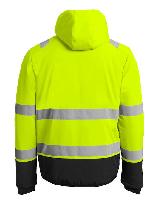 Stenso Reef Pad Work Jacket Reflective Softshell Cold with Fleece Lining and with Hood Yellow
