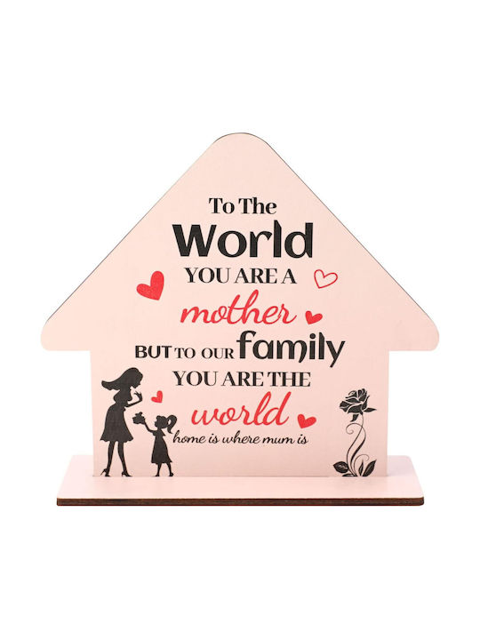 Wooden Plaque Mom House Shape English Inscriptions 21x19 Cm