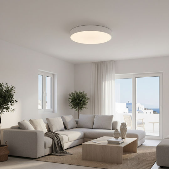 GloboStar Burton Ceiling Mount Light 60cm White with Integrated LED and Remote Control