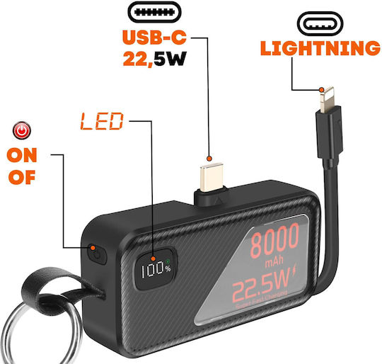 LinQ Power Bank 8000mAh 22.5W Черен