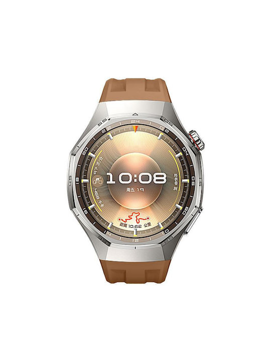 Einfarbiges Silikonarmband Huawei Watch Gt 6 Pro Braun