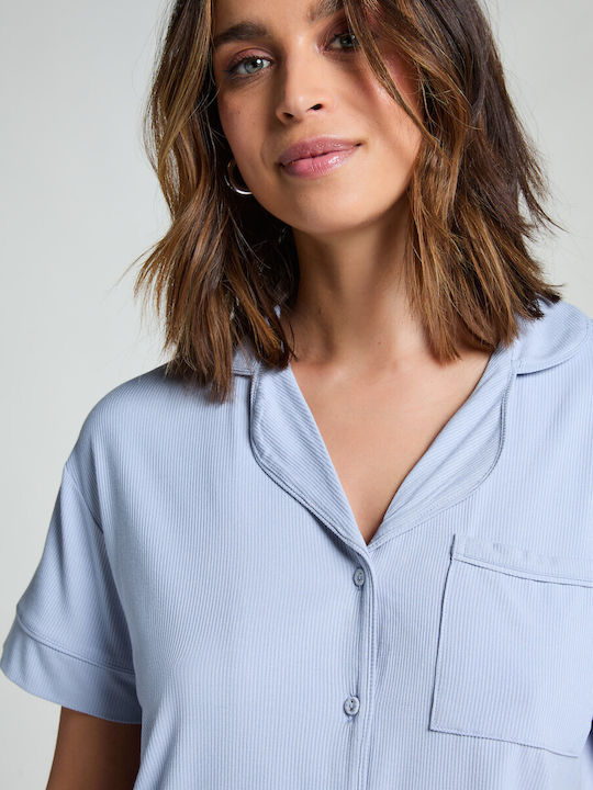 Hunkemöller Winter Damen Pyjama-Oberteil Blau
