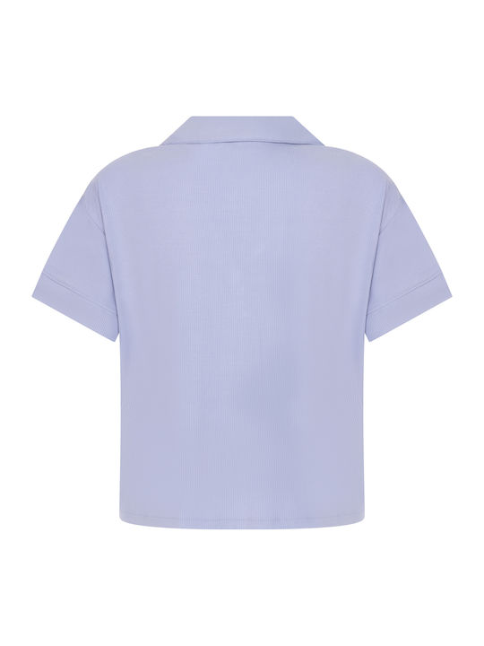 Hunkemöller Winter Damen Pyjama-Oberteil Blau