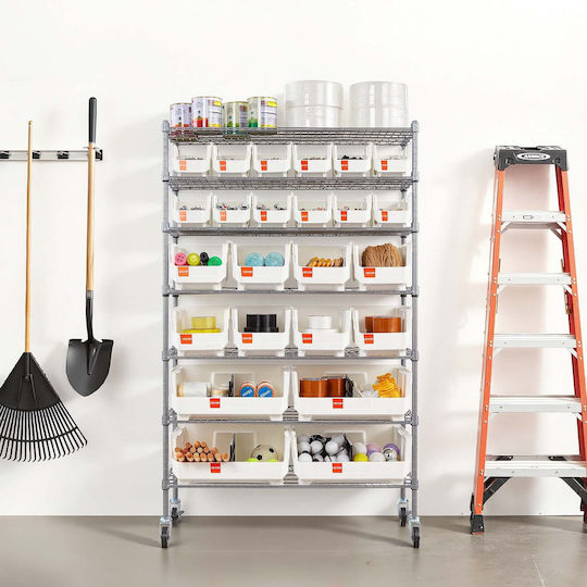 Vevor Storage Shelf 7 Levels 24 Containers Steel Shelf System Wheels Kydwlj1436568uzva001v0