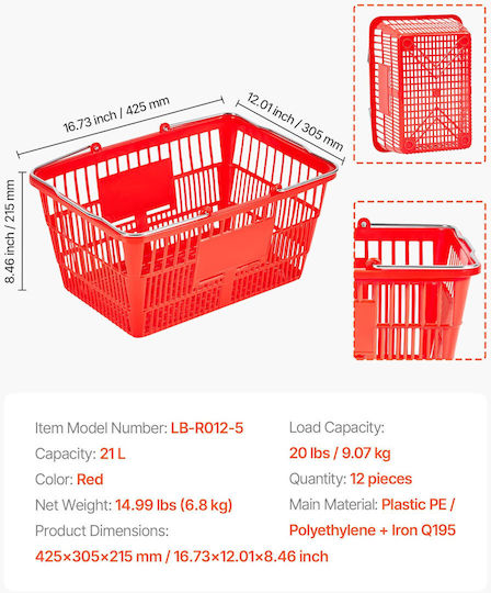 Vevor Shopping Basket Red