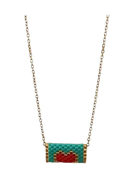 Awear Necklace with design Heart from Steel Black