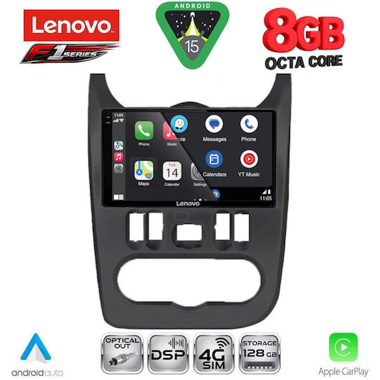 Lenovo Ηχοσύστημα Αυτοκινήτου για Renault Logan Dacia Duster / Logan / Sandero 2006-2012 (Bluetooth/USB/WiFi/GPS/Apple-Carplay/Android-Auto) με Οθόνη Αφής 9"