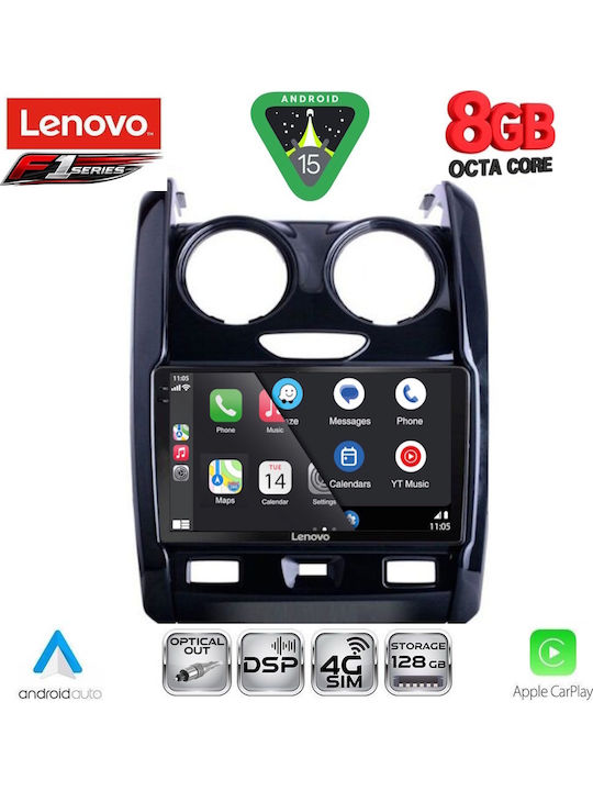 Lenovo Car Audio System for Dacia Duster 2012-2019 (Bluetooth/USB/WiFi/GPS/Apple-Carplay/Android-Auto) with Touch Screen 9"