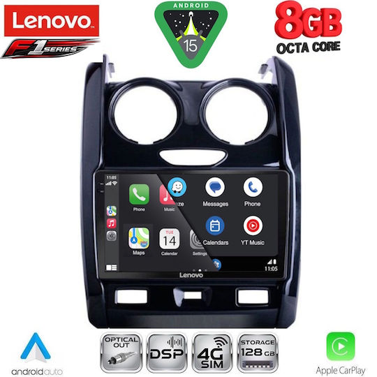Lenovo Car Audio System for Dacia Duster 2012-2019 (Bluetooth/USB/WiFi/GPS/Apple-Carplay/Android-Auto) with Touch Screen 9"