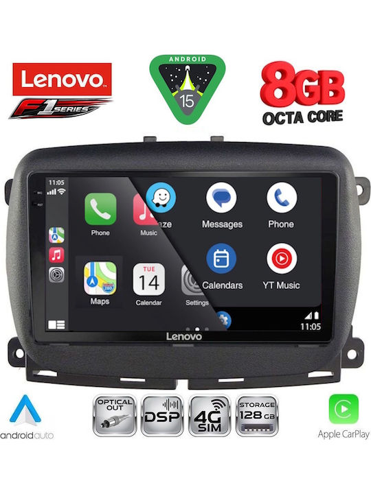Lenovo Car Audio System for Fiat 500 2016 (Bluetooth/USB/WiFi/GPS/Apple-Carplay/Android-Auto) with Touch Screen 9"