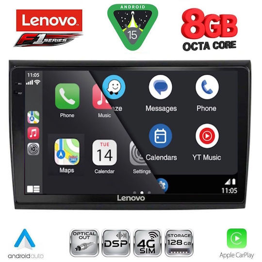 Lenovo Ηχοσύστημα Αυτοκινήτου για Fiat Bravo 2007-2019 (Bluetooth/USB/WiFi/GPS/Apple-Carplay/Android-Auto) με Οθόνη Αφής 9"