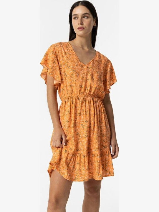 Summer Mini Dress with Ruffles Orange