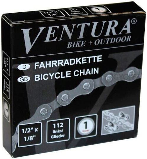 Ventura 1/2x1/8 112 Links Bicycle Chain 112L Silver