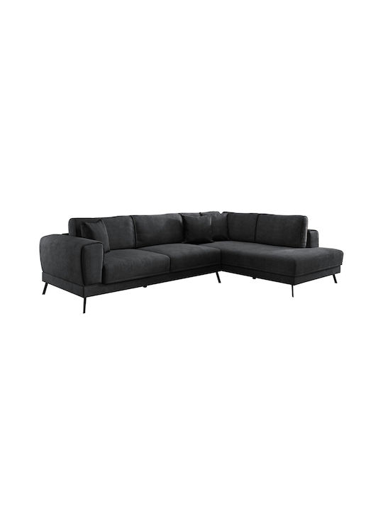 Zenora Colțar Canapea Pat cu Colțul din Dreapta și Spațiu de Depozitare Gri Închis 304x212x80cm