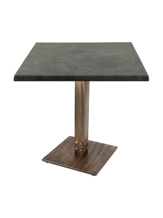 Masă Bar pentru Spații Mici Exterioare Din Lemn cu Ramă Metalică Bronz 80x80x74 cm