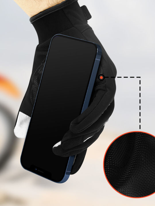 Touchfunktion Handschuhe Größe Xs Rutschfeste Griffe Reflektierende Streifen Schwarz