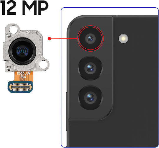 Clappio Camera Din Spate Ultra Wide Angle 12mp Compatibil Galaxy S22 S22 Plus Gri