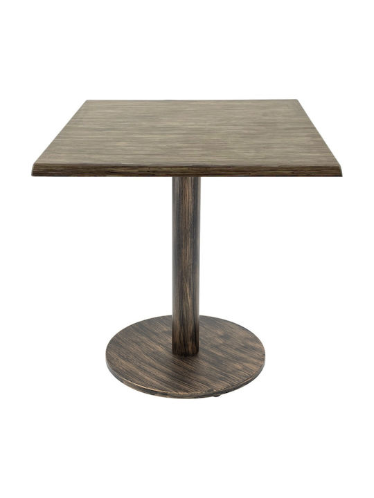 Masă Bar Pentru Spații Mici Exterioare Din Lemn Cu Ramă Metalică Vintage Bronz 70x70x74cm