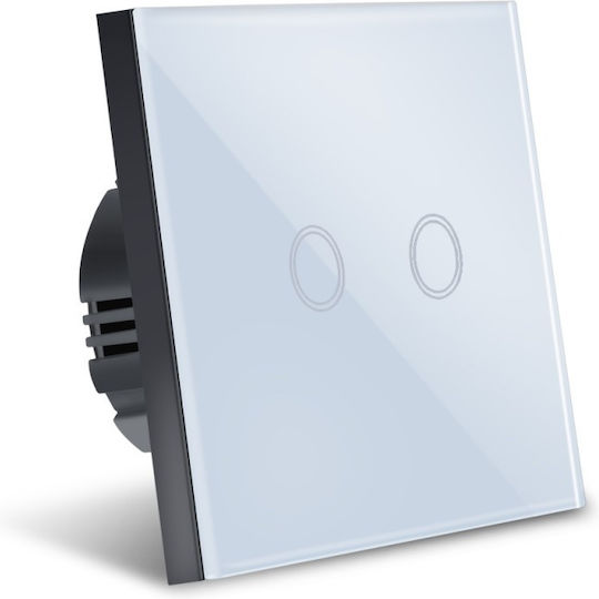 Waterproof Recessed Touch Wall Switch Lighting Two-Way with Frame White
