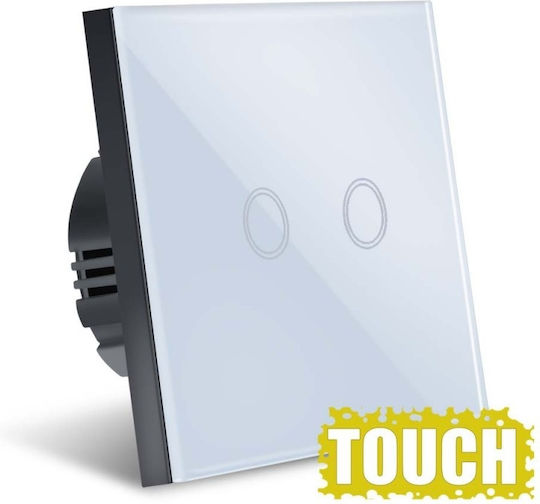 Waterproof Recessed Touch Wall Switch Lighting Two-Way with Frame White