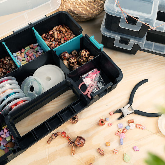 Set 3 Navaris Parts Organizers 31.5x22.5x6.6 Cm Adjustable Dividers Clips Black Plastic