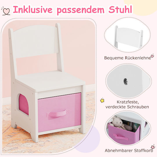 Costway Kids Makeup Table Chair Set Mirror Adjustable 3 Color Lighting White Tp10448wh