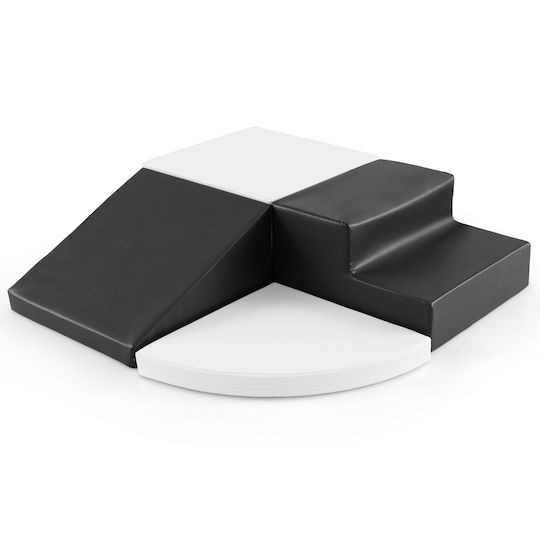 Costway Set of 4 Large Foam Climbing and Play Building Stones Black and White Fh10126wh