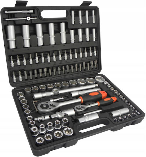 Set de chei tubulare și clichet 1\2" & 1\4" 108buc