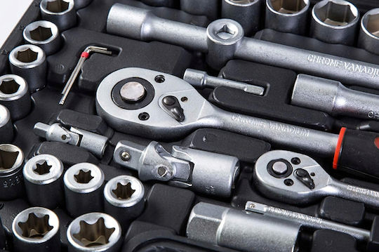 Set de chei tubulare și clichet 1\2" & 1\4" 108buc