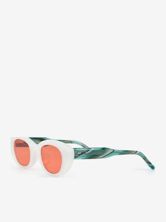 Projekt Produkt Sunglasses Λευκά with Acetate Frame & Orange Lens