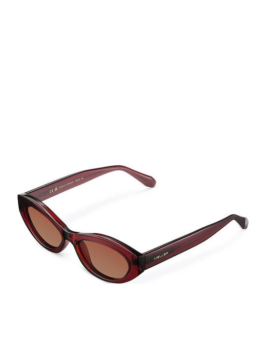 Meller Mara Male Sunglasses with Red Horn-Rimmed Frame and Red Polarized Lens MAR-MAROONGBROWN