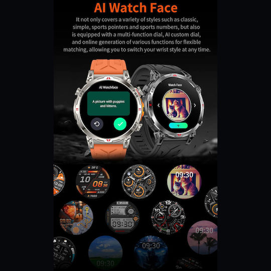Microwear KC93 Smartwatch with Heart Rate Monitor (Black Silicone)