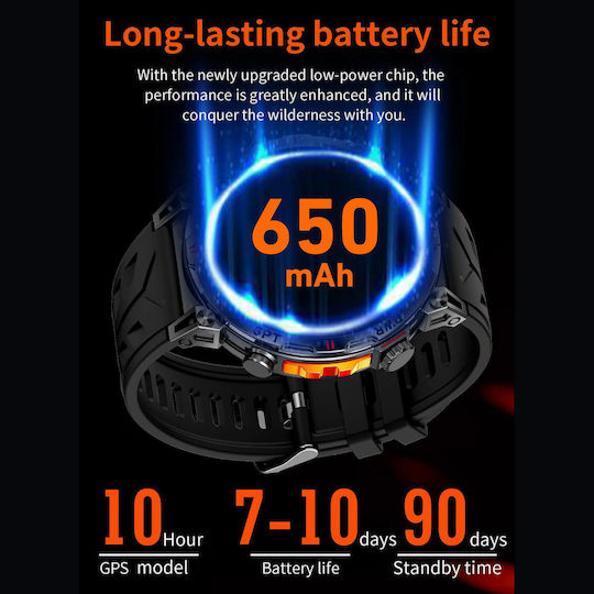 Microwear KC93 Smartwatch with Heart Rate Monitor (Black Silicone)
